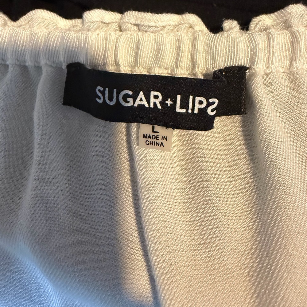 Sugar Lips Off-Shoulder Embroidered Boho Peasant Top Size Large - Picture 9 of 11